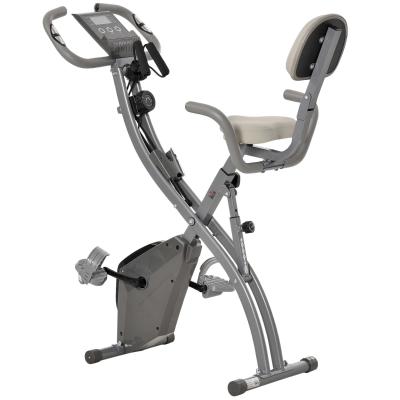HOMCOM Bicicleta Estática Plegable con Altura y Resistencia Magnética Ajustables con Pantalla LCD y Asiento con Respaldo 97x51x115 cm Gris
