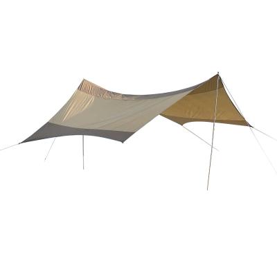 Outsunny Toldo de Refugio 5,5x5,6m Impermeable Portátil Carpa Tienda de Campaña Grande para Camping Playa Pesca Picnic Protección Solar Color Dorado y Marrón