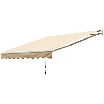 Outsunny Toldo Terraza 2,95x2,5m Balcón Patio Toldo Manual Plegable de Aluminio con Manivela Impermeable Protección Solar UV para Jardín Exterior Aluminio Acero Tela de Poliéster Color Crema