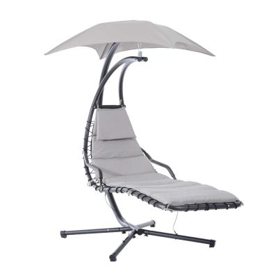 Outsunny Tumbona Colgante con Sombrilla Hamaca Sillón Balancín para Jardín con Toldo Estructura Estable de Acero 190x115x190 cm Gris