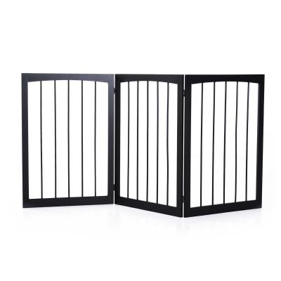 PawHut Barrera de Seguridad Plegable de 3 paneles Portátil para Mascotas Rejilla de Protección para Perros Pequeños 160x76 cm para Puertas Escaleras Pasillos Café Oscuro