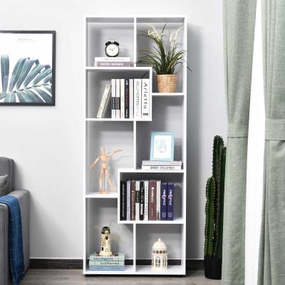 HOMCOM Estantería Moderna Vertical Diseño de Librería con 8 Estantes E1 Tablero de Partículas 70x24x178cm Blanco