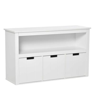HOMCOM Aparador de Salón Armario Auxiliar de Almacenamiento Moderno con Estante Abierto y 3 Cajones para Cocina Dormitorio Sala de Estar 102x33x61,5 cm Blanco
