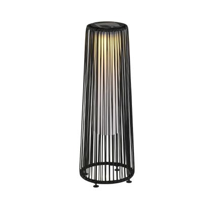 Outsunny Lámpara de Pie de Mimbre Ratán de Energía Solar con LED 0,8 W Interruptor de Control de Luz Automático Decoración para Exterior Ø21,5x61 cm Negro