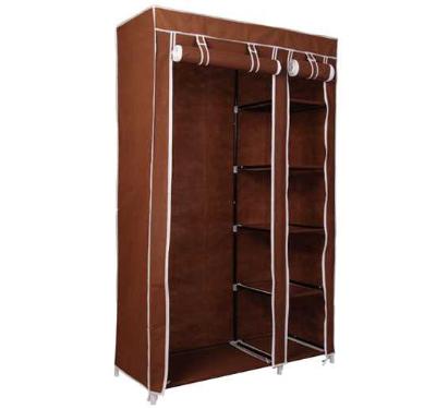 HomCom Armario Portátil Marrón Metal Tela 110x45x175cm