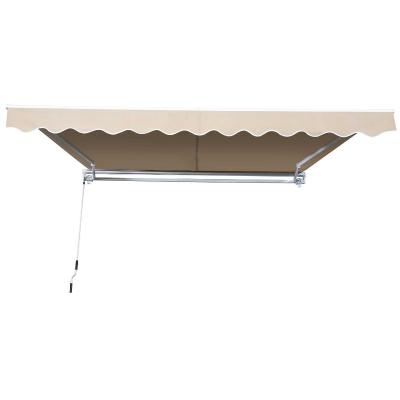 Outsunny Toldo Manual Plegable de Aluminio 3,5x2,5m Toldo Patio Balcón Terraza con Manivela Impermeable Protección Solar UV para Jardín Exterior Aluminio Acero Tela de Poliéster Color Crema
