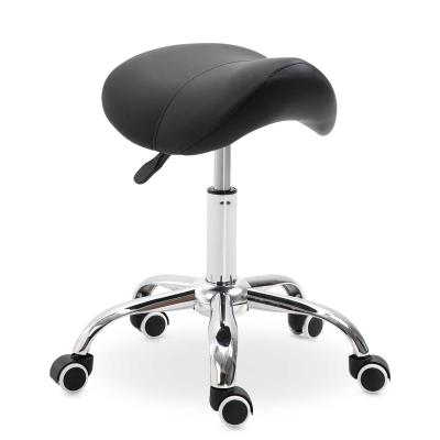 HOMCOM Silla Trabajo Taburete Ruedas Giratorias Taburete Cosmetica Dentista Peluqueria 52x53x49-61cm Negro