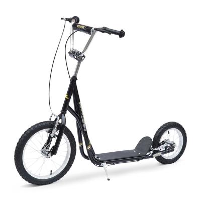 HOMCOM Patinete 125x58x92-100 cm 2 Ruedas 16/12 pulgadas con 2 Frenos Scooter + Caballete Negro
