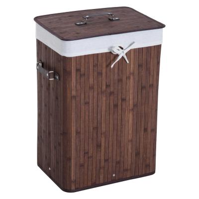 HomCom® Cesto para Ropa Sucia Plegable con Tapa Cesta de Lavandería Rectangular Bambú 70L Marrón