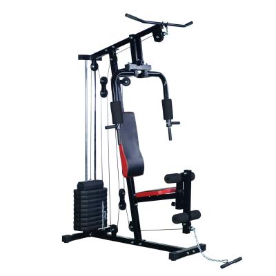 HOMCOM Multiestación de Musculación Máquina Entrenamiento con Estribo para Piernas Poleas y Placas de Peso de 45 kg para Ejercicios de Hombros Espalda Brazos Acero 125x106x205 cm Negro