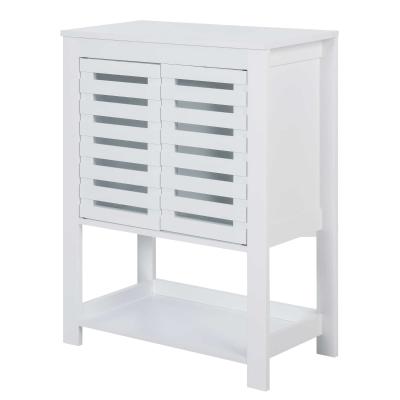 HOMCOM Armario de Baño Armario de Suelo Diseño de Persiana con Estante Abierto Inferior Gran Almacenaje 60x30x80 cm Blanco