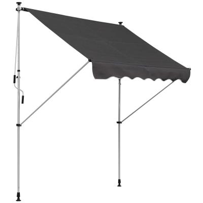 Outsunny Toldo Portátil para Balcón o Porche 200x150x170-280 cm con Manivela Altura Ajustable Instalación Sin Herramientas Color Gris