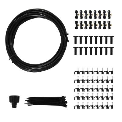 Outsunny Rociador de Agua para Jardines Sistema de Enfriamiento por Nebulización Diferentes Boquillas Grifo de Latón Negro 9m