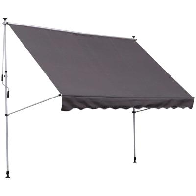 Outsunny Toldo Manual Retráctil para Exterior 300x150x170-280 cm Toldo Enrollable Altura Ajustable con Manivela Protección Solar para Terraza Balcón Jardín Gris