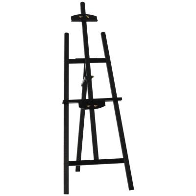 HOMCOM Caballete Pintura de Madera Caballete de Dibujo Estudio Inclinable 90° con Soporte Trípode y Pincel 51,5x71,5x134,5 cm Negro
