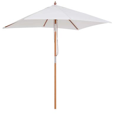 Outsunny® Sombrilla Parasol de Bambú Madera para Jardín Terraza Patio Playa Doble Techo Ángulo Inclinable Rectángulo Mástil de 38mm Crema 2x1.5m