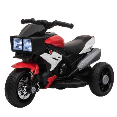 HOMCOM Moto Eléctrica Infantil con 3 Ruedas para +3 Años Triciclo con Pedal para Niños Batería 6V con Luces Música Neumáticos Anchos 86x42x52 cm Rojo