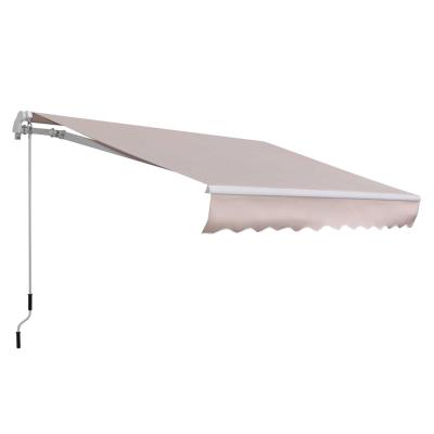 Outsunny Toldo con Brazo Plegable 3x2m Toldo Manual con Manivela Retráctil Ángulo Ajustable Aluminio Protección Solar para Puerta Ventanas Balcón Beige