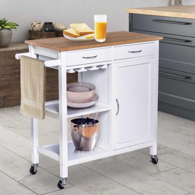 HOMCOM Carro de Cocina Carrito de Servir Multiusos Estantería Carrito Auxiliar con Ruedas