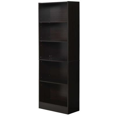 HOMCOM Librería Estantería de 5 Niveles para Libros con 3 Baldas Ajustables Antivuelco Almacenaje para Salón Oficina Estudio 63x29,5x176 cm Wengué oscuro
