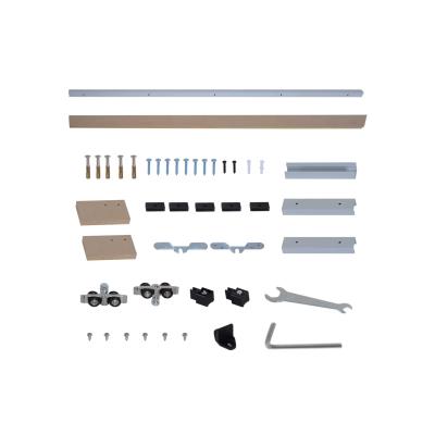 HOMCOM Kit de Herrajes para Puerta Corredera 200 cm Guía de Puerta Corrediza Riel Madera Accesorios Aleación de Aluminio Marrón