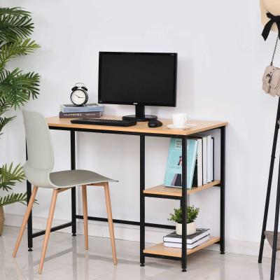 HOMCOM Mesa de Ordenador Escritorio para Oficina Estudio con Estantes de 2 Niveles Gran Superficie Patas 106x50x76cm