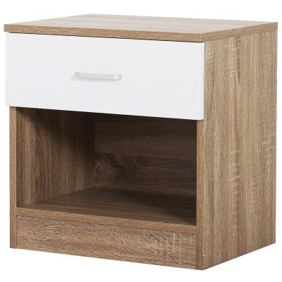 HOMCOM Mesita de Noche Madera Mesilla Mueble Dormitorio con 1 Cajón 1 Estante Abierto 28x31x45cm
