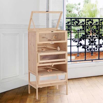 PawHut Jaula de Madera tipo Casa Conejera para Hámster Ratones Animales Pequeños y Roedores con 5 Pisos 10 Plataformas y 3 Escaleras 60x40x120cm