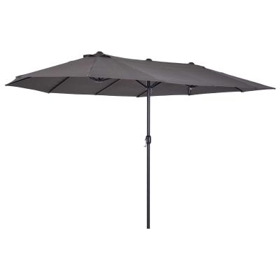 Outsunny Sombrilla Parasol Doble para Jardín 4,6x2,7x2,4 m Sombrilla Gigante Anti UV con Manivela para Exterior Patio Terraza Piscina Color Gris