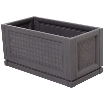 Outsunny Jardinera Plástica Maceta para Flores Rectangular con Agujeros de Drenaje y Profundidad Extra 60x30x29 cm Gris/Marrón