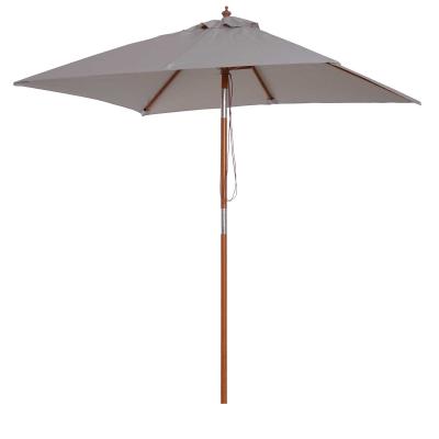Outsunny Sombrilla Parasol de Jardín 200x150x230 cm Sombrilla Rectangular Inclinable con Manivela Doble Techo y Poste Desmontable de Madera para Terraza Patio Gris