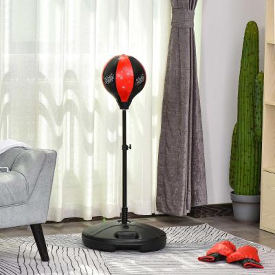 HOMCOM Saco de Boxeo para Niños Altura Ajustable con Guantes Soporte Estable Resorte de 360 Grados 38x38x87-120cm Negro y Rojo