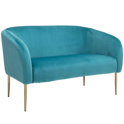 HOMCOM Sofá de 2 Plazas Sofá Doble Moderno con Patas Metálicas Asiento Acolchado Apoyabrazos y Respaldo Curvos para Salón Dormitorio 124x73x76 cm Turquesa Oscuro
