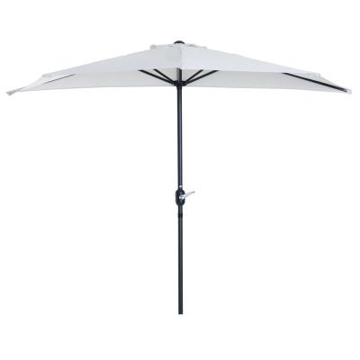 Outsunny Sombrilla Parasol de Jardín de 269x138x236 cm con Manivela y Forma Semicircular para Exterior Terraza Patio Piscina Color Crema