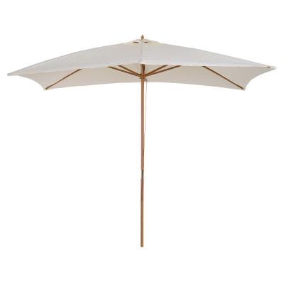 Outsunny Sombrilla Parasol 2x2,95m y Altura 2,55m Jardin Terraza Poliester 180g/m2 y Madera Color Crema