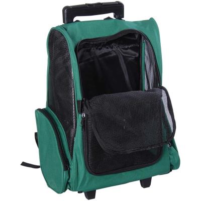 PawHut Transportin Carrito Perro 2 en 1 Mochila Carrito 36x30x49 cm Mascotas Perro Gato Verde