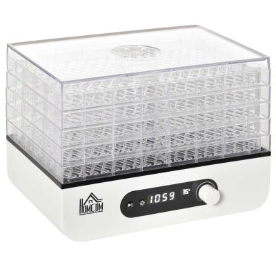 HOMCOM Deshidratador de Alimentos 400W con 5 Bandejas Pantalla LCD Temperatura Ajustable 35-70 ℃ y Temporizador de 72 Horas para Verduras Frutas Carne sin BPA 29x19x21,5 cm Blanco