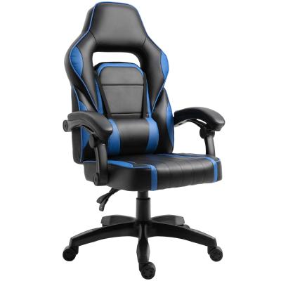 Vinsetto Silla de Oficina Ergonómica Ajustable en Altura Reclinable hasta 135° Silla Gaming Racing con Respaldo Alto Reposabrazos Regulable Asiento Acolchado 64x69x119-129 cm Azul