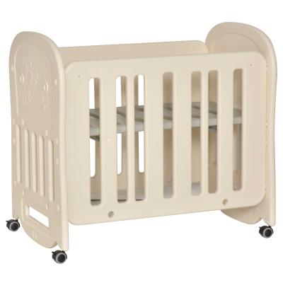 HOMCOM Cuna de Bebé 2 en 1 para 0-6 Años Balancín Ajustable en 2 Alturas hasta 25 kg Convertible en Mecedora con 4 Ruedas y Frenos 107x70x100 cm Beige