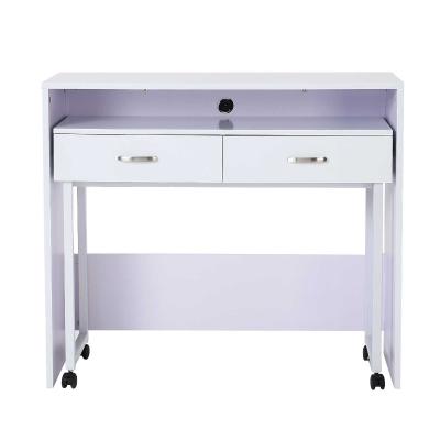 HOMCOM Mesa Doble para Ordenador PC con Cajones y Ruedas 100x36x88cm Blanco