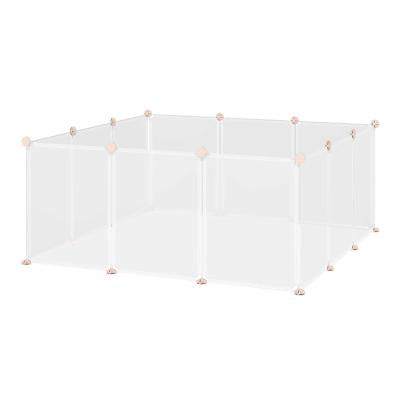 PawHut Valla para Animales Pequeños Jaula Modular de Metal con 12 Paneles 24 Conectores para Conejos Cobayas y Cachorros 105x105x45 cm Blanco