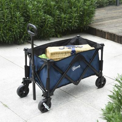 Outsunny Carro Plegable Carretilla de Transporte con Mango Ajustable Rueda Universal Freno Marco Acero Carga 60 kg 84x40x79,5 cm