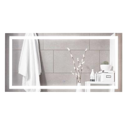 kleankin Espejo de Baño con Luz LED 120x60 cm Espejo de Pared con Interruptor Táctil y Antivaho Suspensión Vertical u Horizontal Aluminio Plata