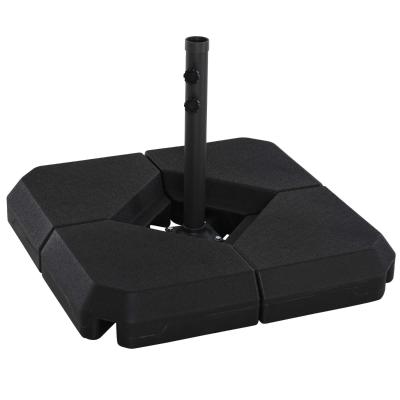 Outsunny Base para Sombrilla con 4 Pesos Rellenables de Agua o Arena de 15L Soporte de Sombrilla en Forma de Cruz 80x80x50cm Negro