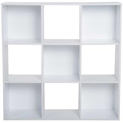 HOMCOM Estantería Librería 3 Niveles Armario de Almacenamiento 9 Cubos Estantería de Pie Separador de Habitación Estante de Exposición 91.5x29.5x91.5cm Madera
