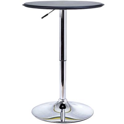 HOMCOM Mesa de Bar Moderna Giratorio de 360° Altura Regulable Redonda para Comedor Club Sala con Base de Hierro Cromado Soporta 50 kg Ø63x67-93 cm Negro
