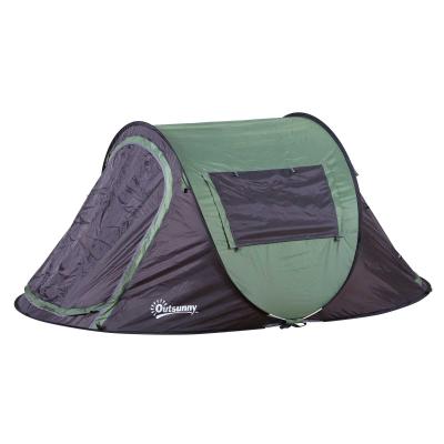 Outsunny Tienda de Campaña Pop-up para 2 Personas Tienda de Dormir con Bolsa de Almacenaje Portátil Ligera y con Mosquitero 250x150x100cm Verde