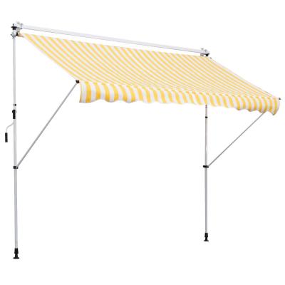 Outsunny Toldo Manual Retráctil para Exterior 300x150x170-280 cm Toldo Enrollable Altura Ajustable con Manivela Protección Solar para Terraza Balcón Jardín Amarillo