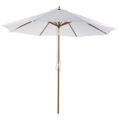 Outsunny Sombrilla Parasol de Madera diametros300x250cm para Exterior Jardín Terraza Patio Cafetería Altura Ajustable en 3 Niveles Marfil