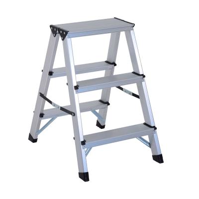 HomCom® Escalera de Tijera Aluminio Plegable Escalera Doméstica de Mano Ambos Lados 3 Peldaños